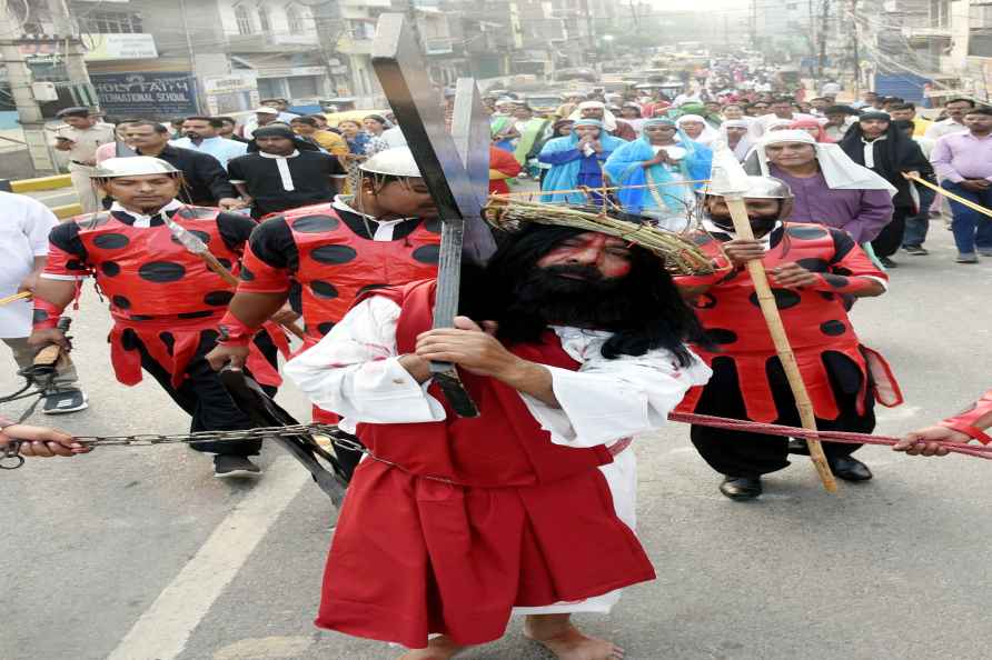 Good Friday: Christians at a procession