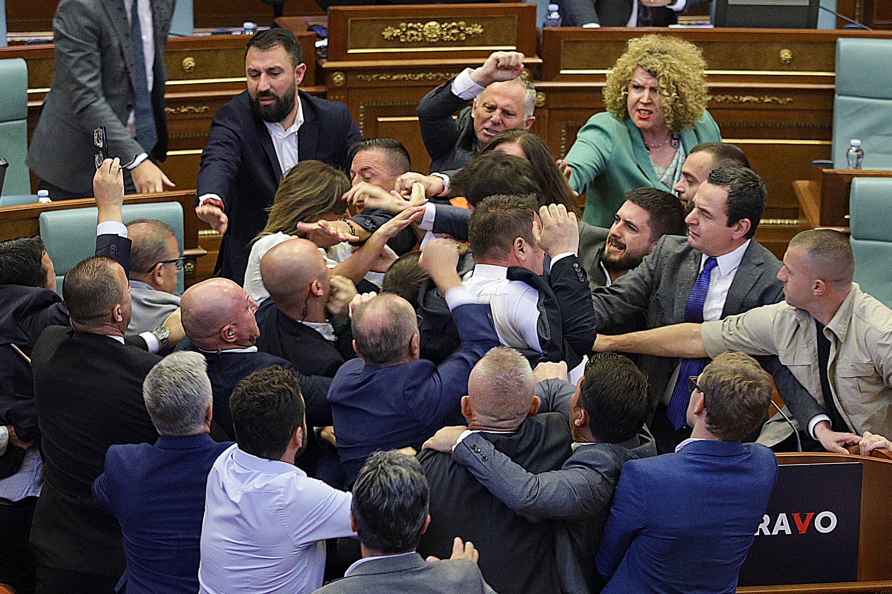 Brawl erupted in the Kosovo parliament