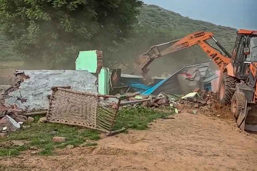 Illegal construction flattened in Nuh district