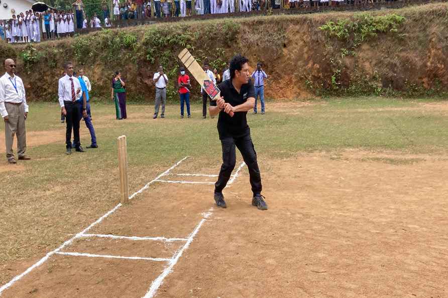 Sachin Tendulkar at a school in Sri Lanka