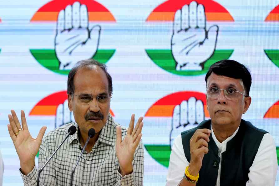 New Delhi: Congress leaders Adhir Ranjan Chowdhury and Pawan Khera...