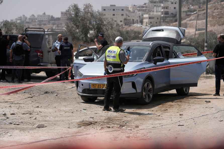 The scene of a shooting attack near the West Bank city of Hebron