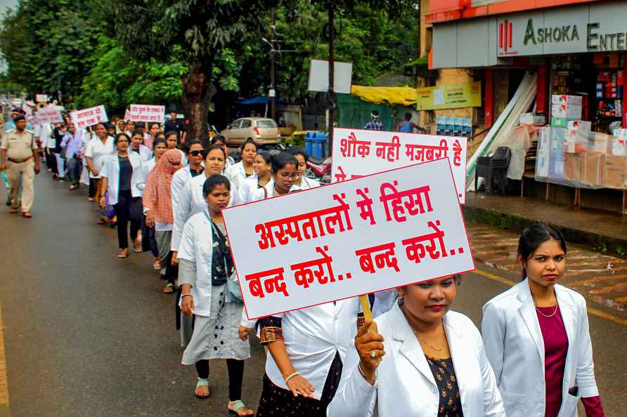 Health workers at protest rally