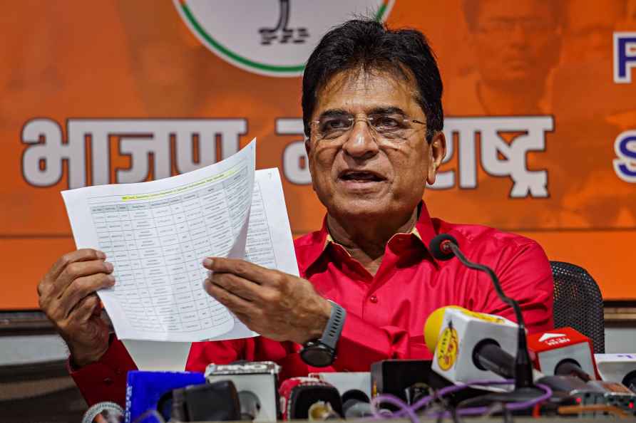 Mumbai: BJP leader Kirit Somaiya addresses a press conference, at...