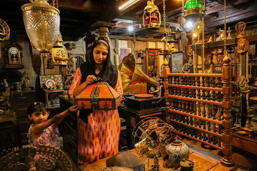 Antique dealer at her shop