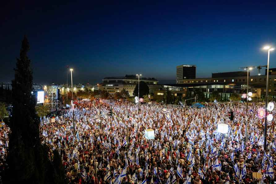 Israelis protest against plans by Prime Minister Benjamin Netanyahu's governmen