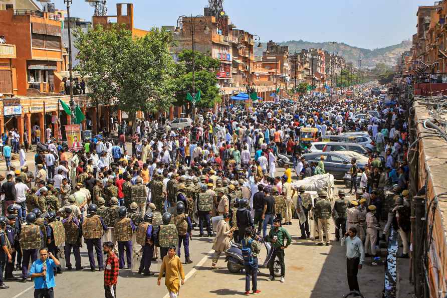 Jaipur: Security personnel attempt to maintain law and order after...