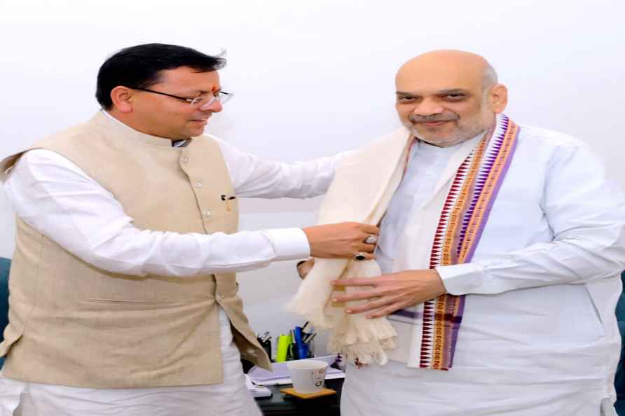 Amit Shah, Pushkar Singh Dhami meet