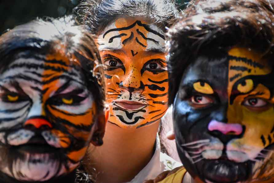 Bhopal: Children take part in a face painting competition organised...