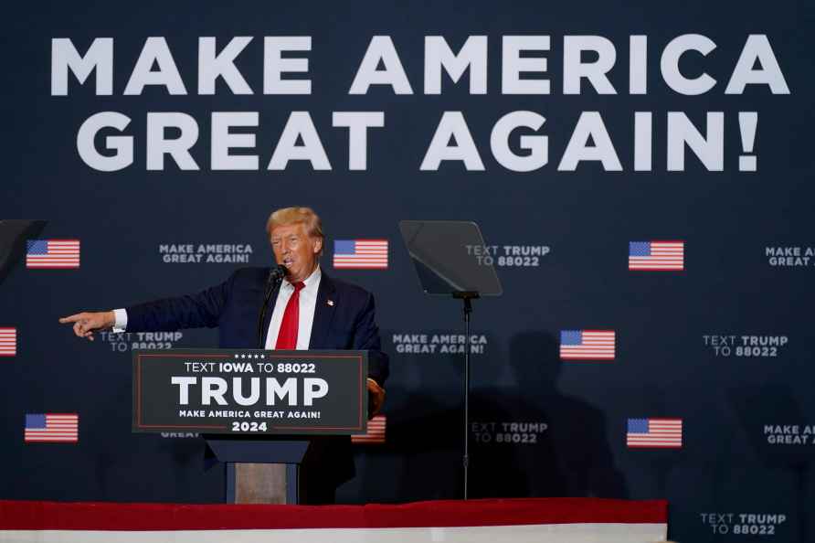 Donald Trump at caucus rally