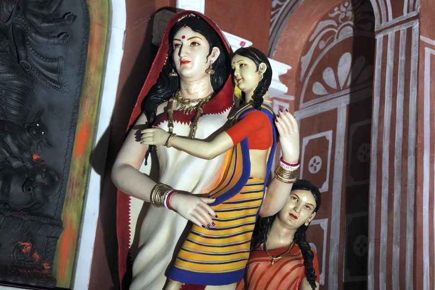 Preparation of Durga puja festival in Kolkata