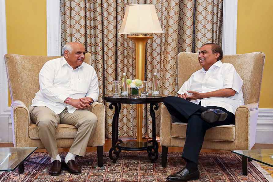 Bhupendra Patel and Mukesh Ambani meeting