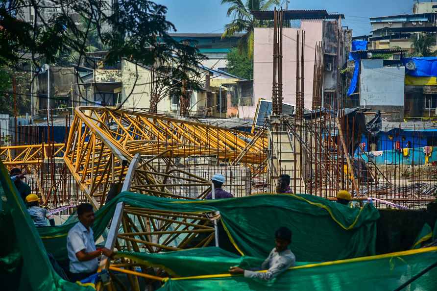 Crane collapses at construction site