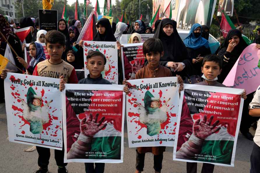 A protest against Israeli airstrikes on Gaza in Lahore, Pakistan