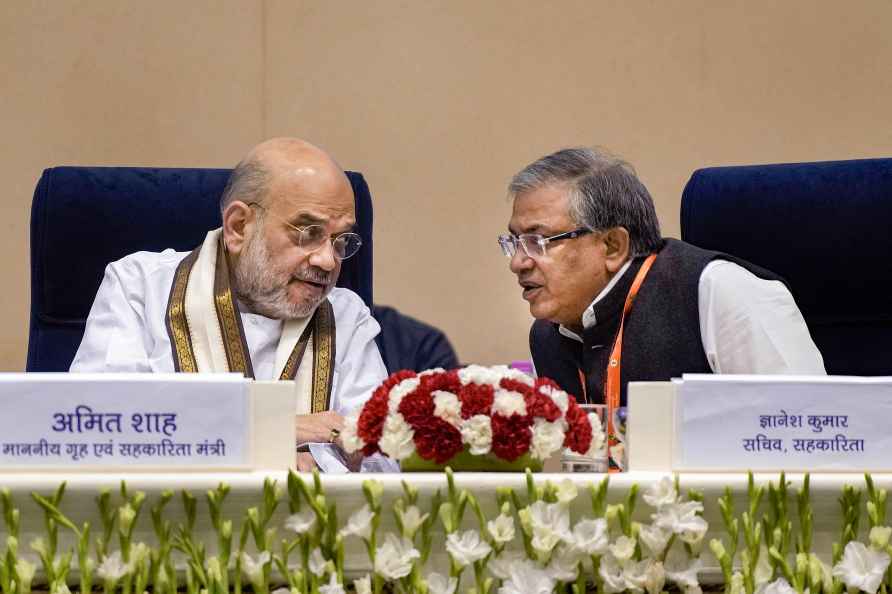 Amit Shah at a conference in Delhi