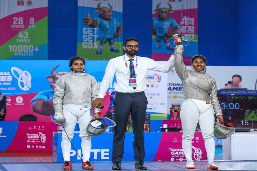 Goa: Tamil Nadu's C.A. Bhavani Devi being declared winner in the...