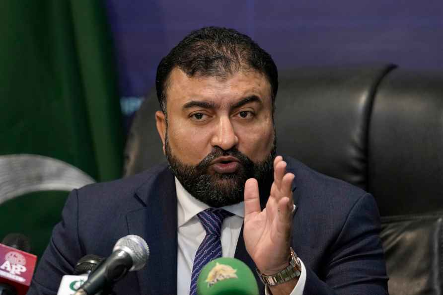 Pakistan's caretaker Interior Minister Sarfraz Bugti speaks during...