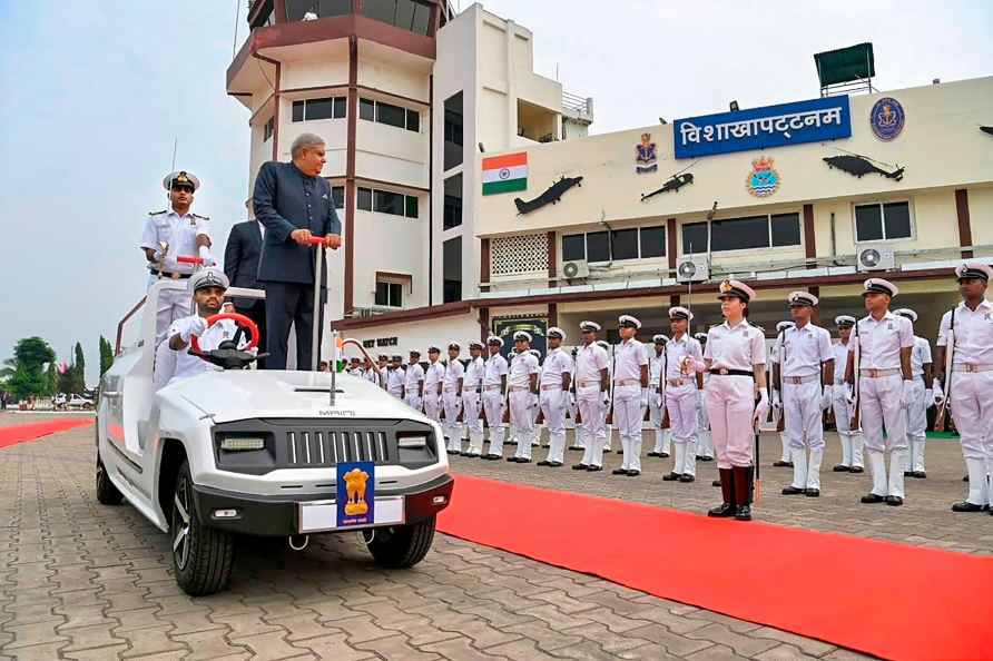 **EDS: IMAGE VIA @VPIndia** Visakhapatnam: Vice President Jagdeep...