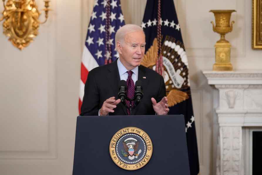 President Joe Biden speaks during an event on protecting retirement...