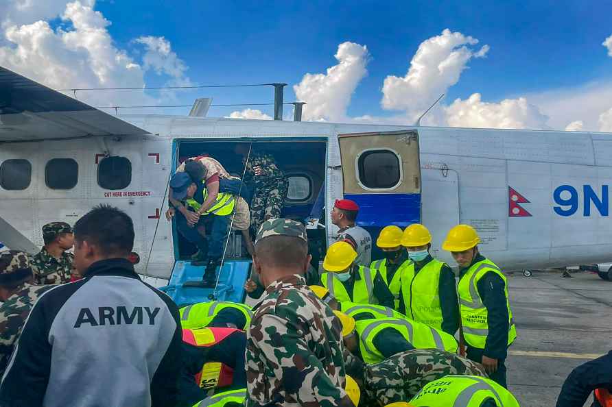 **EDS: IMAGE VIA @NepalPoliceHQ** Jajarkot: Security personnel conduct...