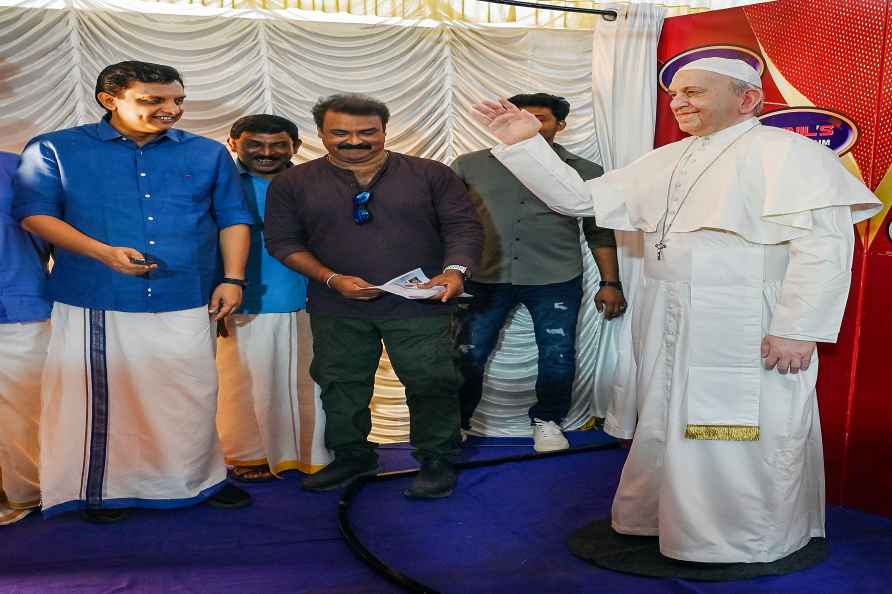 Pope Francis statue in Thiruvananthapuram