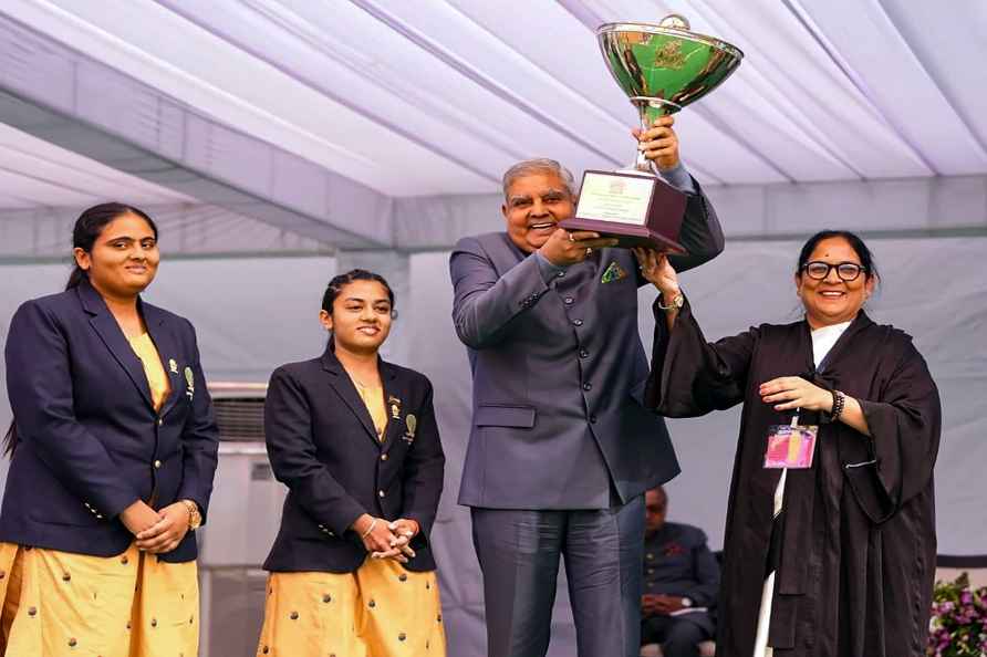 Ajmer: Vice-President Jagdeep Dhankhar presents awards to students...