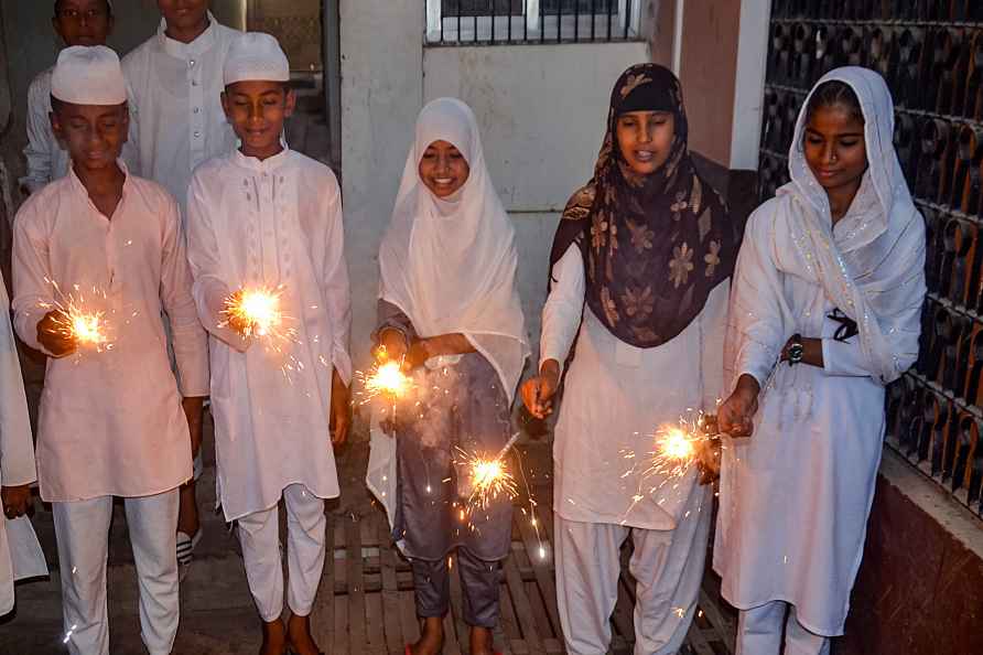 Mirzapur: Muslim children celebrate Diwali with sparklers, at a ...