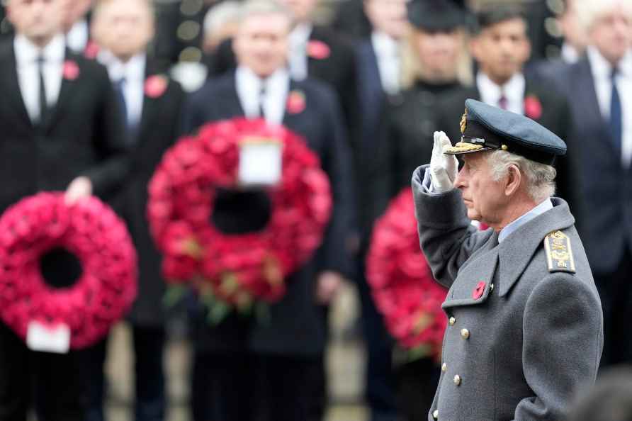 Britain's King Charles III salutes