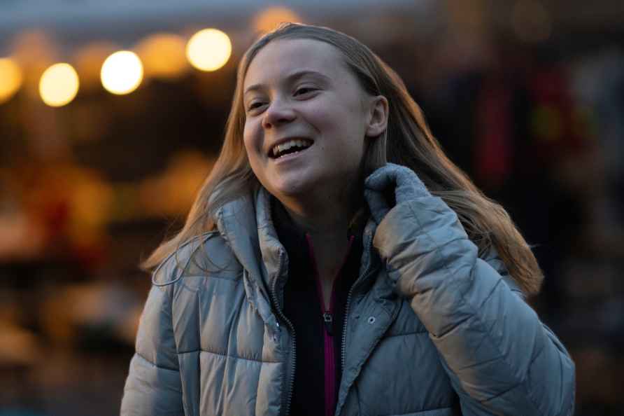 Climate activist Greta Thunberg dances after addressing tens of ...