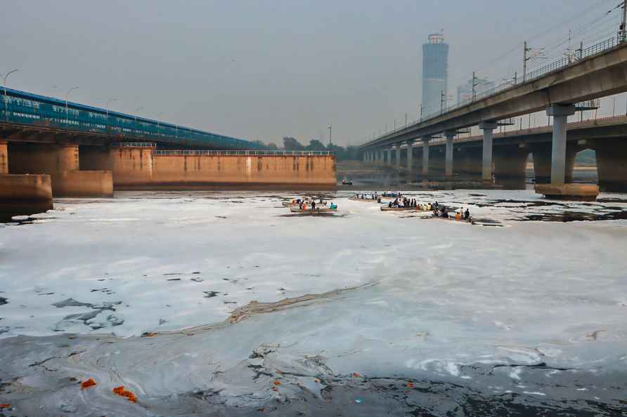 Defoaming of Yamuna for Chhath puja