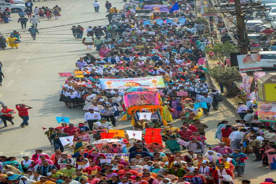 Ranchi: Christian devotees participate in a procession on 'Khrist...