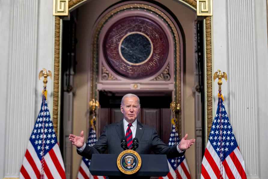 President Joe Biden speaks about supply chain issues in the Indian...