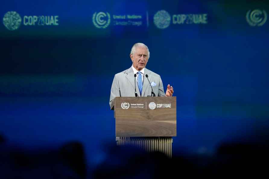 King Charles III speaks during an opening ceremony at the COP28 ...