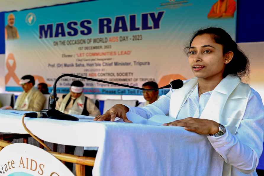 Agartala: Gymnast Dipa Karmakar during an AIDS awareness rally on...