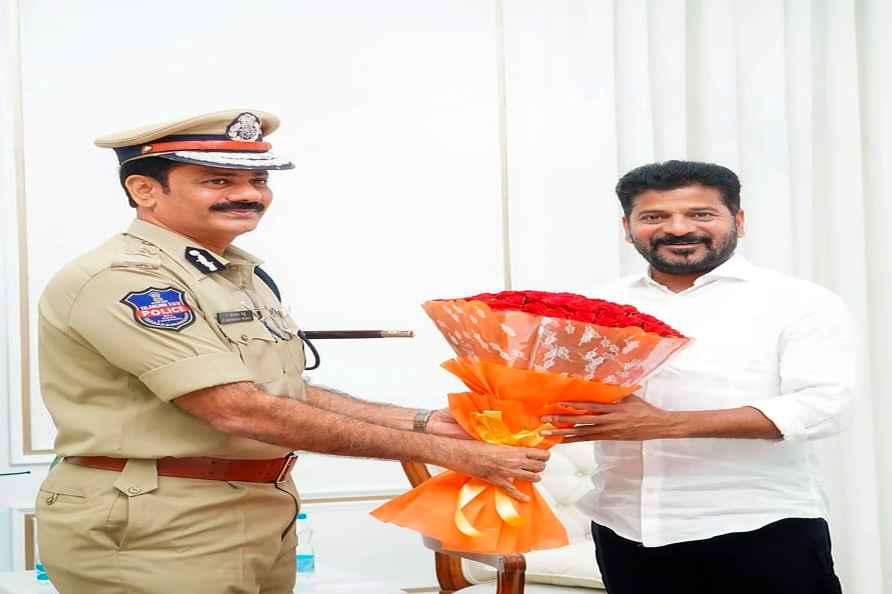 Revanth Reddy with Hyderabad Police Commissioner