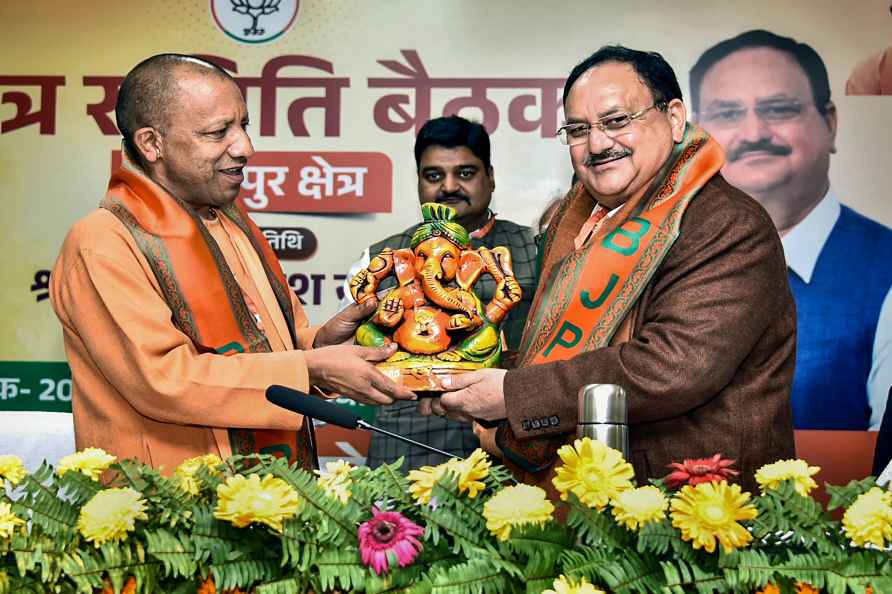 CM Adityanath and JP Nadda in Gorakhpur