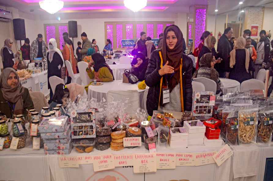 Visitors at a charity exhibition in Srinagar