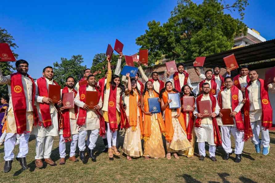 Patna: Students celebrate after 12th convocation of National Institute...