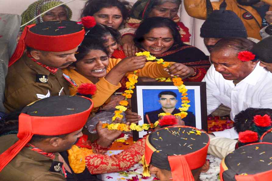 Army soldier Karan Yadav's mortal remains at his house