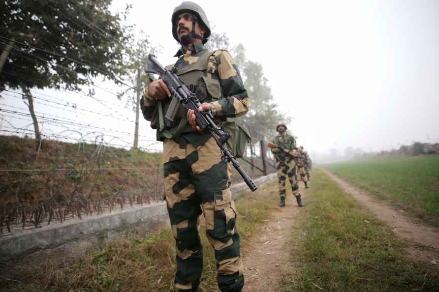 BSF jawans guard the IB in Jammu