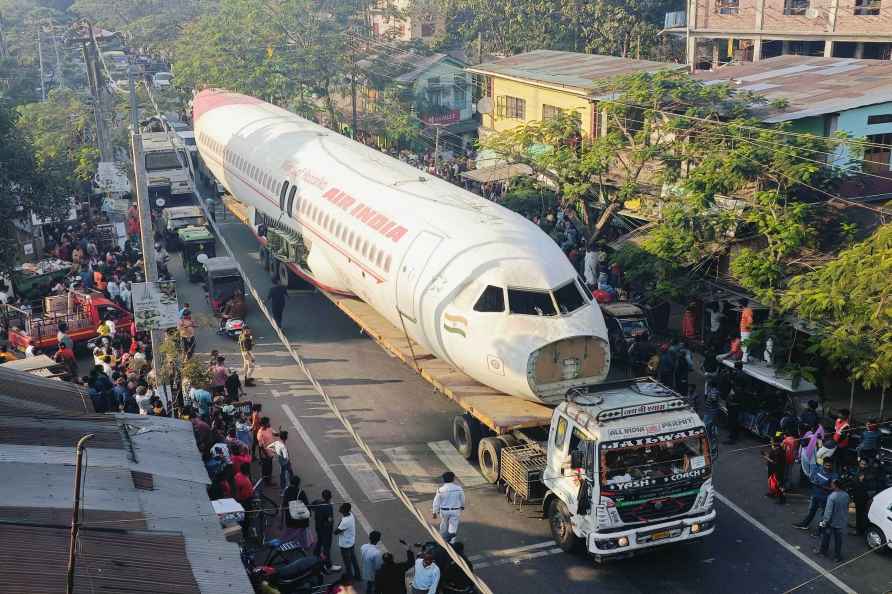 Aircraft being transported