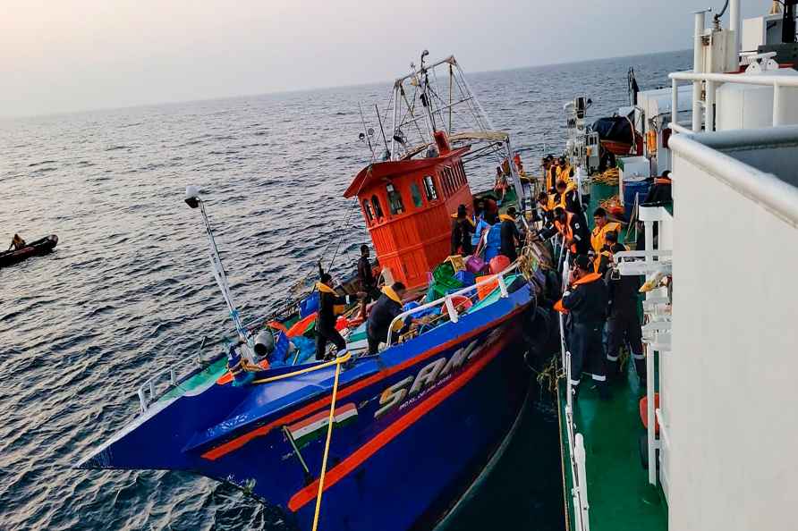 ICG personnel rescue fishermen in Arabian Sea