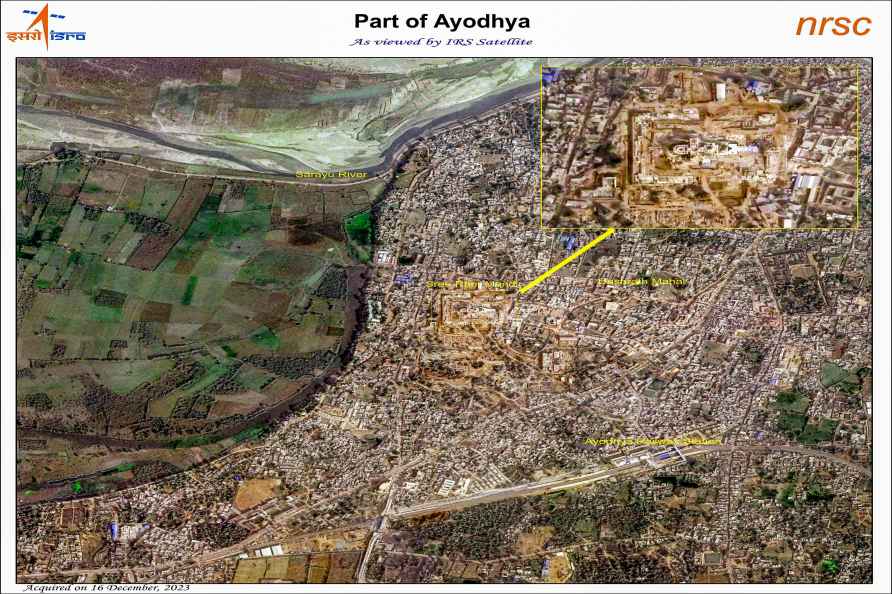 Satellite image of Ayodhya's Ram temple