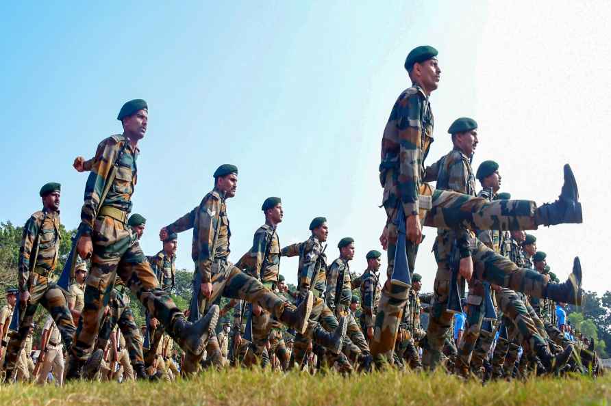 Thiruvananthapuram: The Maratha Light Infantry personnel march past...