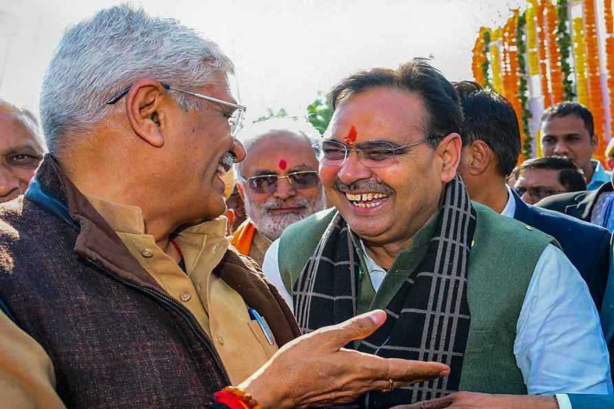 Jodhpur: Rajasthan Chief Minister Bhajan Lal Sharma with Union Minister...