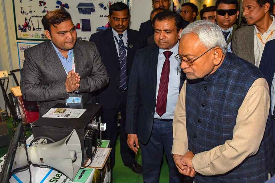 Patna: Bihar Chief Minister Nitish Kumar visits an exhibition during...