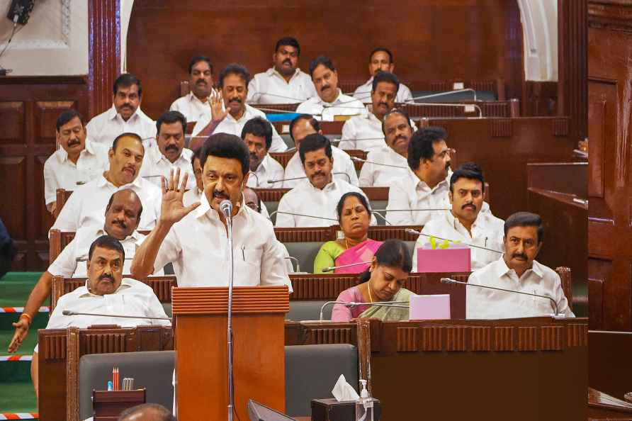 Chennai: Tamil Nadu Chief Minister M.K. Stalin speaks during the...