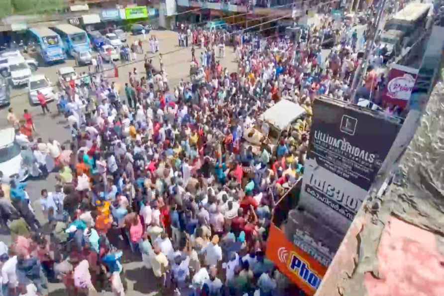 **EDS: SCREENSHOT VIA PTI VIDEO** Wayanad: People block the traffic...