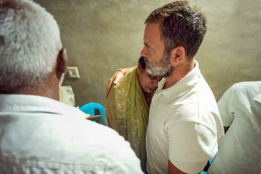 Wayanad: Cogress MP Rahul Gandhi meets the family of Ajeesh, a forest...