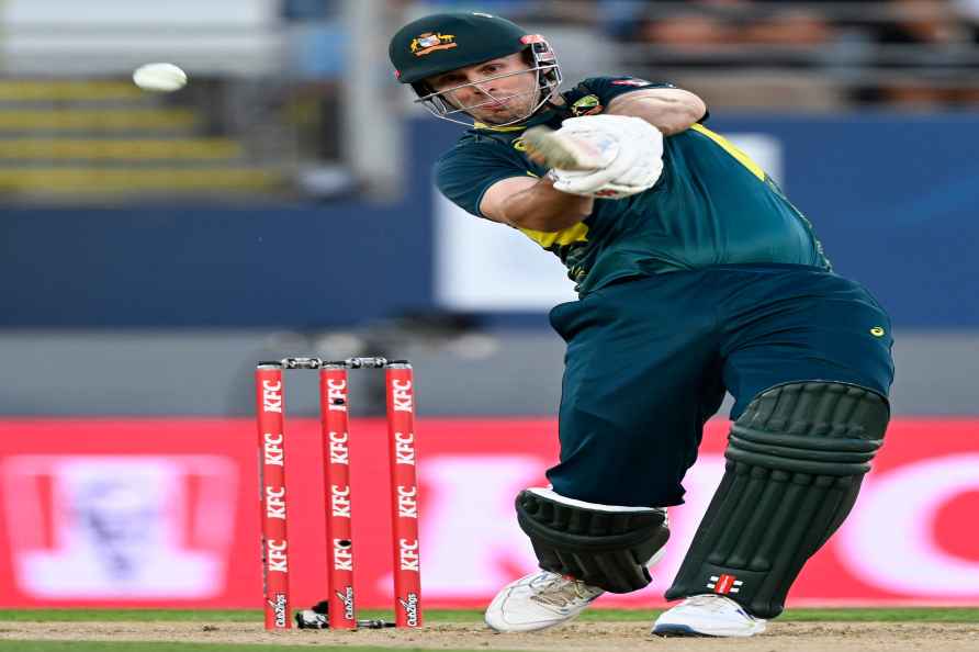 Australia's Mitchell Marsh bats during the T20 cricket international...